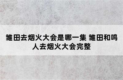 雏田去烟火大会是哪一集 雏田和鸣人去烟火大会完整